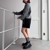 チョーカー紐付モヘアニットCD/チャコール