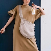 【2color】ベルスリーブロングルーズワンピース W0104