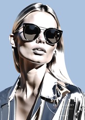 Iron Woman Kate - blue｜アイアン×ブルーのスタイリッシュ女性アートポスター｜モダン空間を引き締める独創デザイン｜A4ポスター