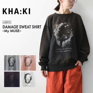 KHA:KI [カーキ] DAMAGE SWEAT SHIRT -My MUSE- [mil26fcs3522] ダメージスウェットシャツ -マイミューズ-・スウェット・スウェットシャツ・プリント・LADY'S [2026AW]