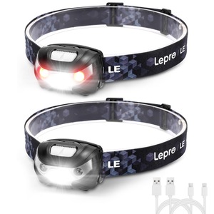 【数量限り】Lepro ヘッドライト 充電式 300lm高輝度 ledヘッドライト 釣り ヘッドランプ USB-C充電 登山 白＆赤 ledライト【5つ点灯モード/3時間満充電/実用点灯37時間】 防水 照射角度調整可 軽量 キャンプ 散歩 アウトドア 災害 停電用