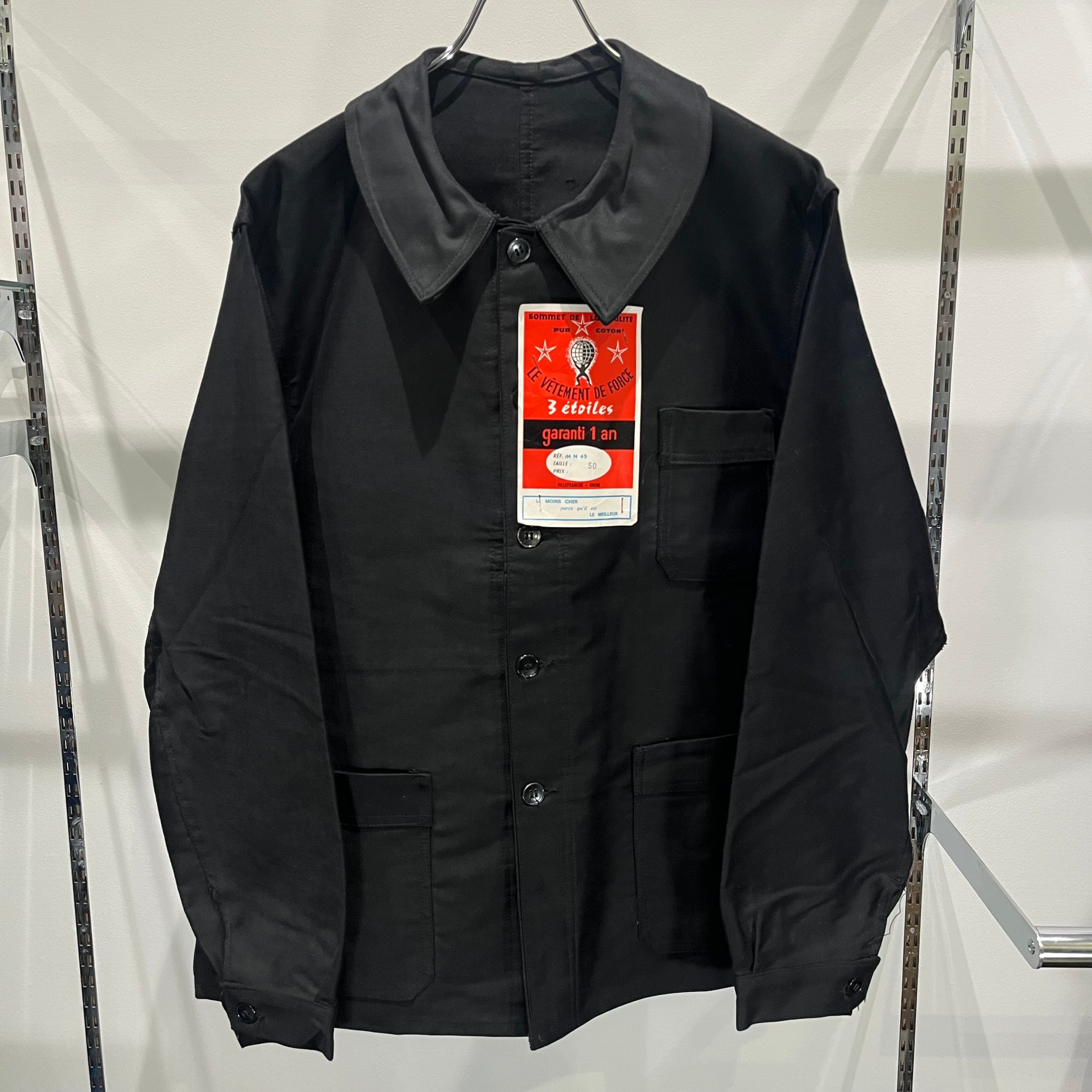 50S LE VETEMENT DE FORCE Black Moleskin Jacket Dead Stock モールスキンジャケット ブラック  ユーロ デッドストック