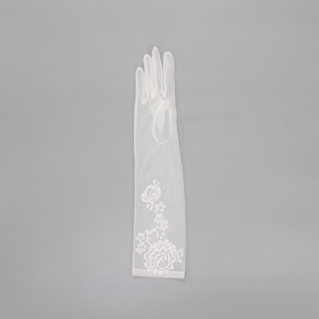 ストレッチハーフリバーレース刺繍40ｃｍ手袋　486−410