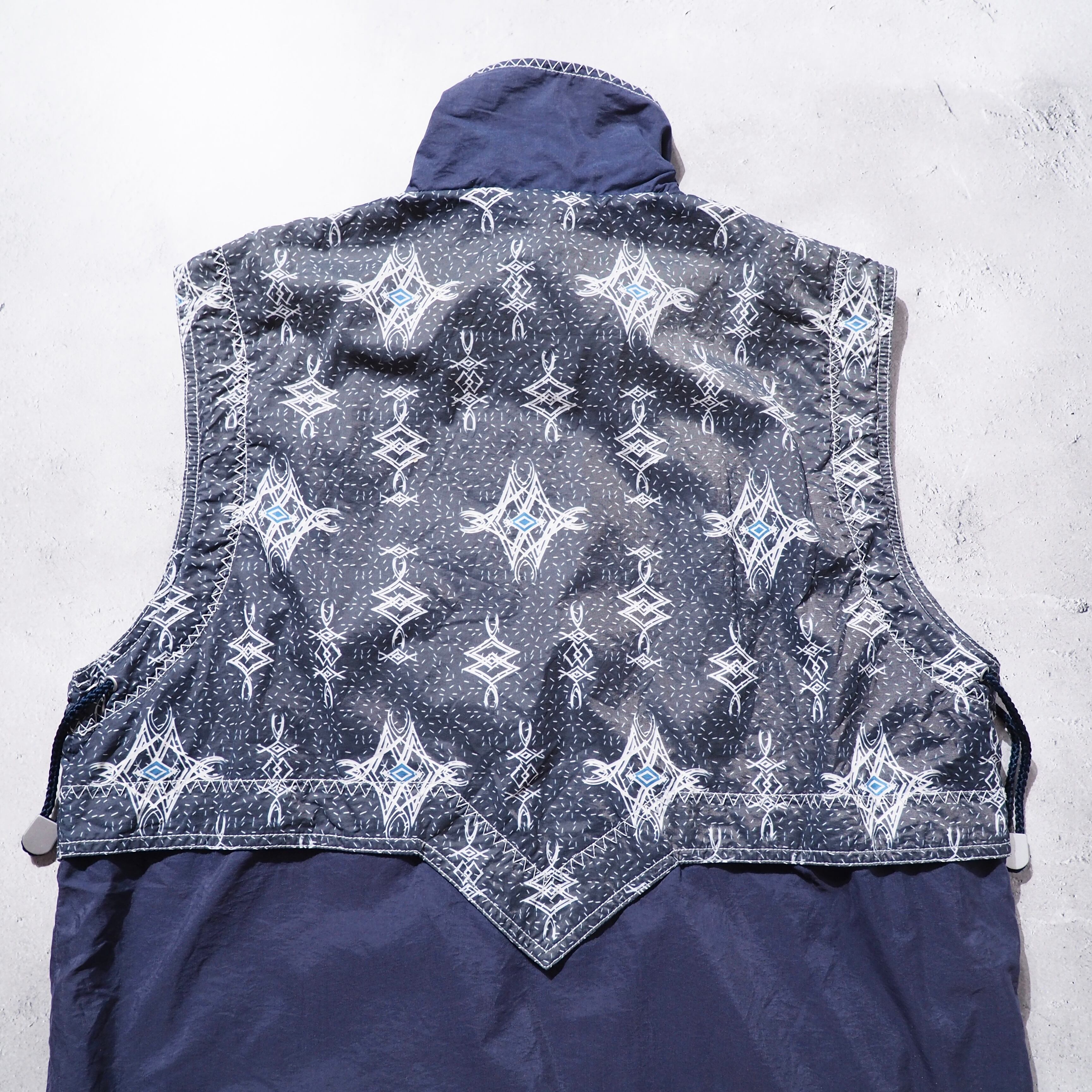 Tribal contemporary art design vintage high neck nylon vest