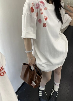 OISIS015 リッププリント刺繍Tシャツ