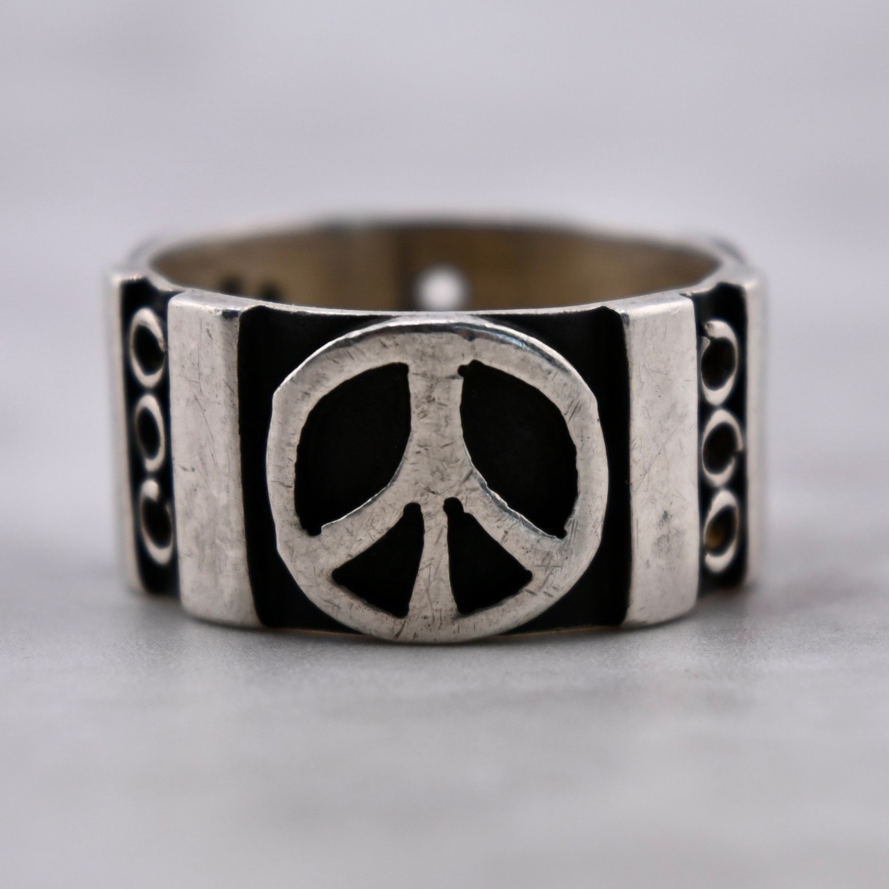 [M1611] Vintage 1960's PEACE メキシコ タスコ  シルバー リング 16号