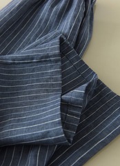 フランスリネン ストライプワイドパンツ