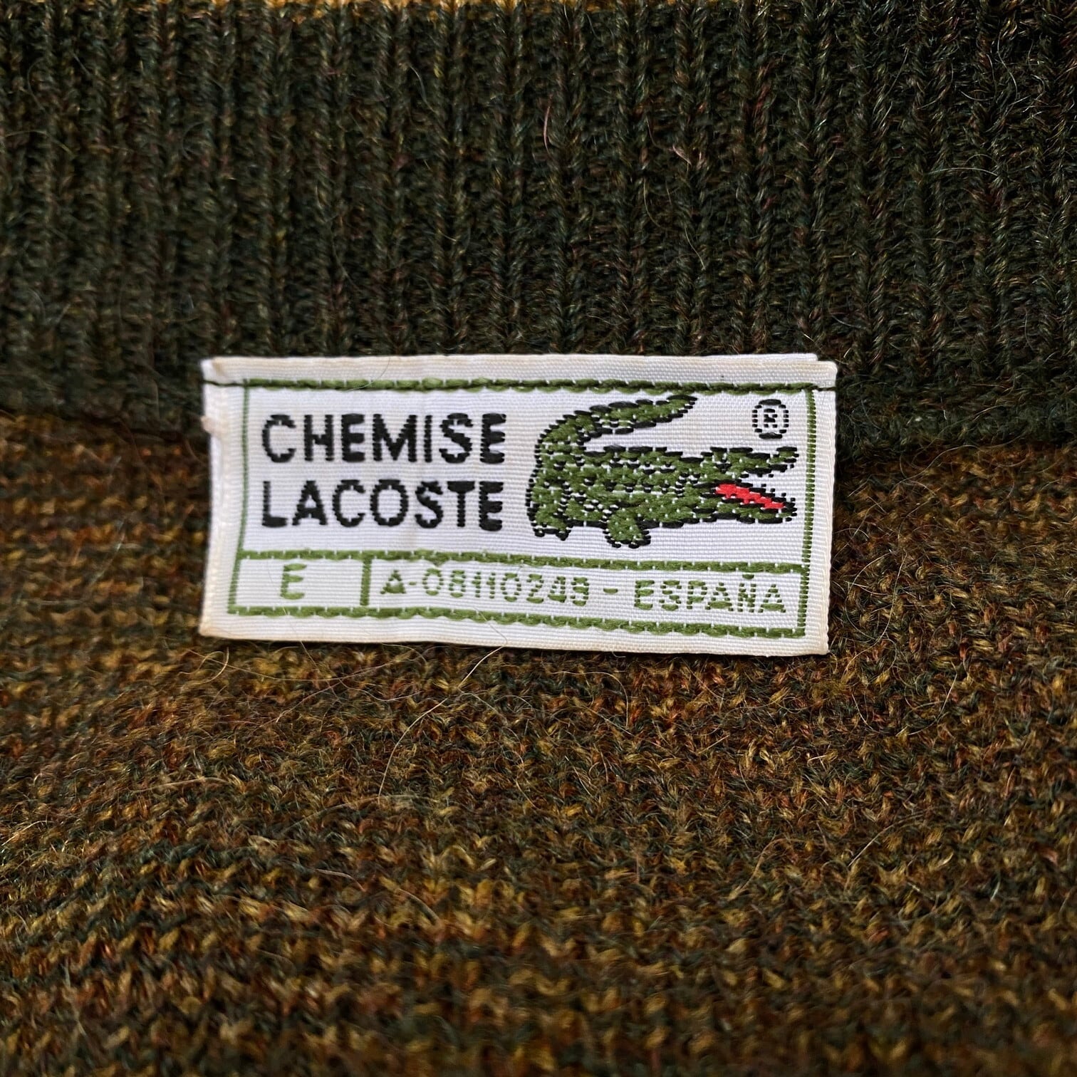 スペイン製 70年代〜80年代 LACOSTE ラコステ 総柄 ウールニット ...