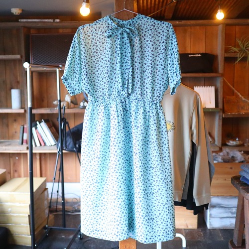Flower Pattern See Through One Piece Light Blue
