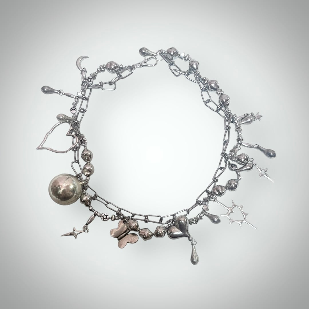 Chunky Charm Necklace〈Silver〉