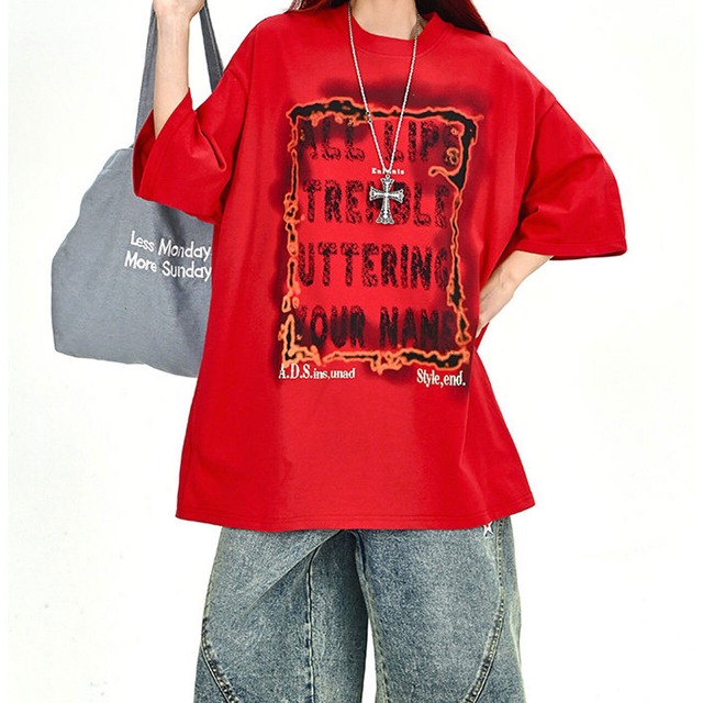 フレイムフレームレタリングビッグTシャツ 2col   R01700