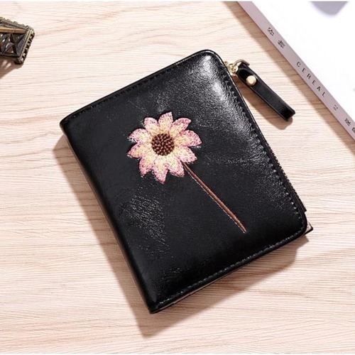 財布  レディース  折り畳み財布  小さめ  花柄刺繍  チェック付き  大容量  コンパクト  コイン入れ  おしゃれ  携帯電話入れ  ストラップ付き  二つ折り