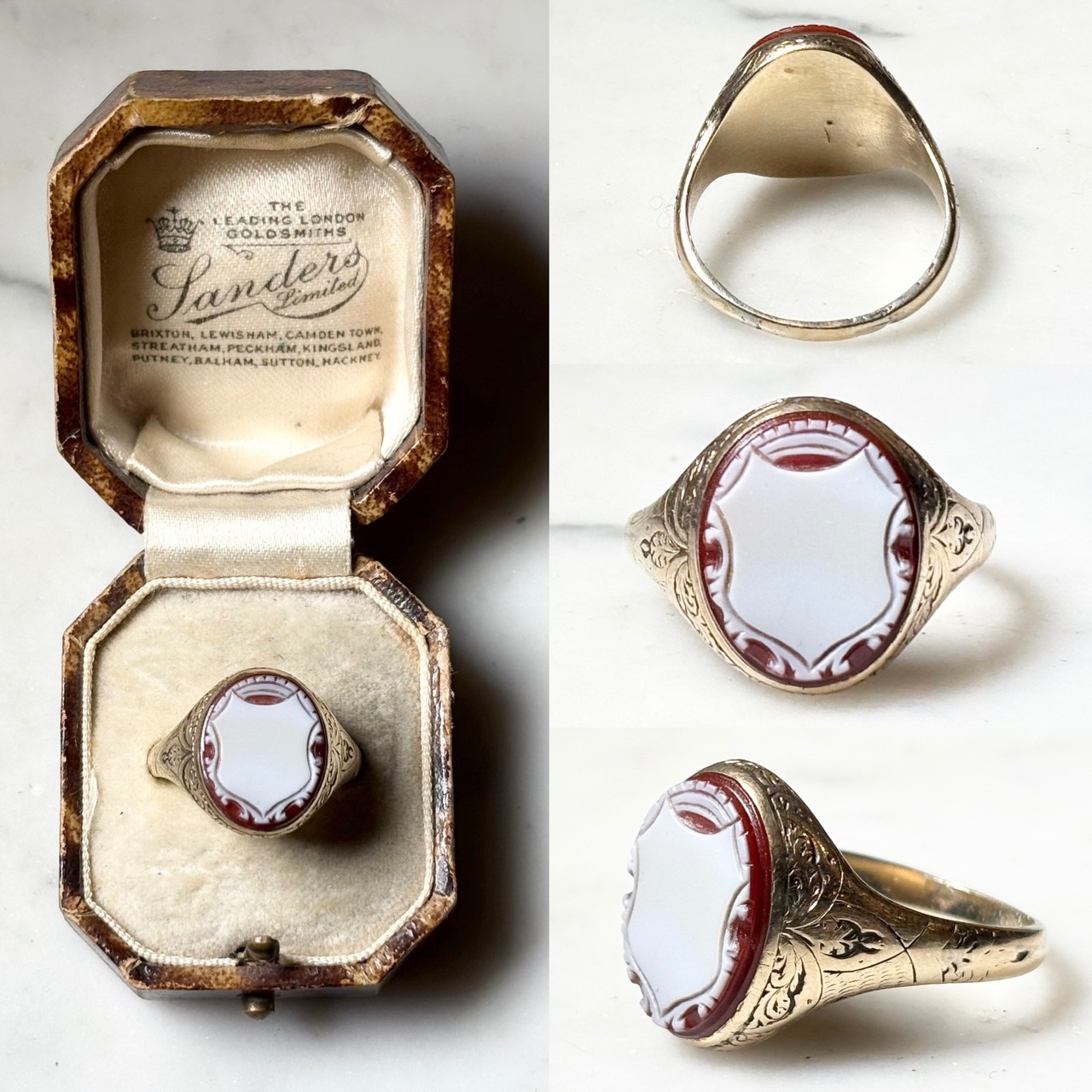 antique 9ct gold agate cameo ring
