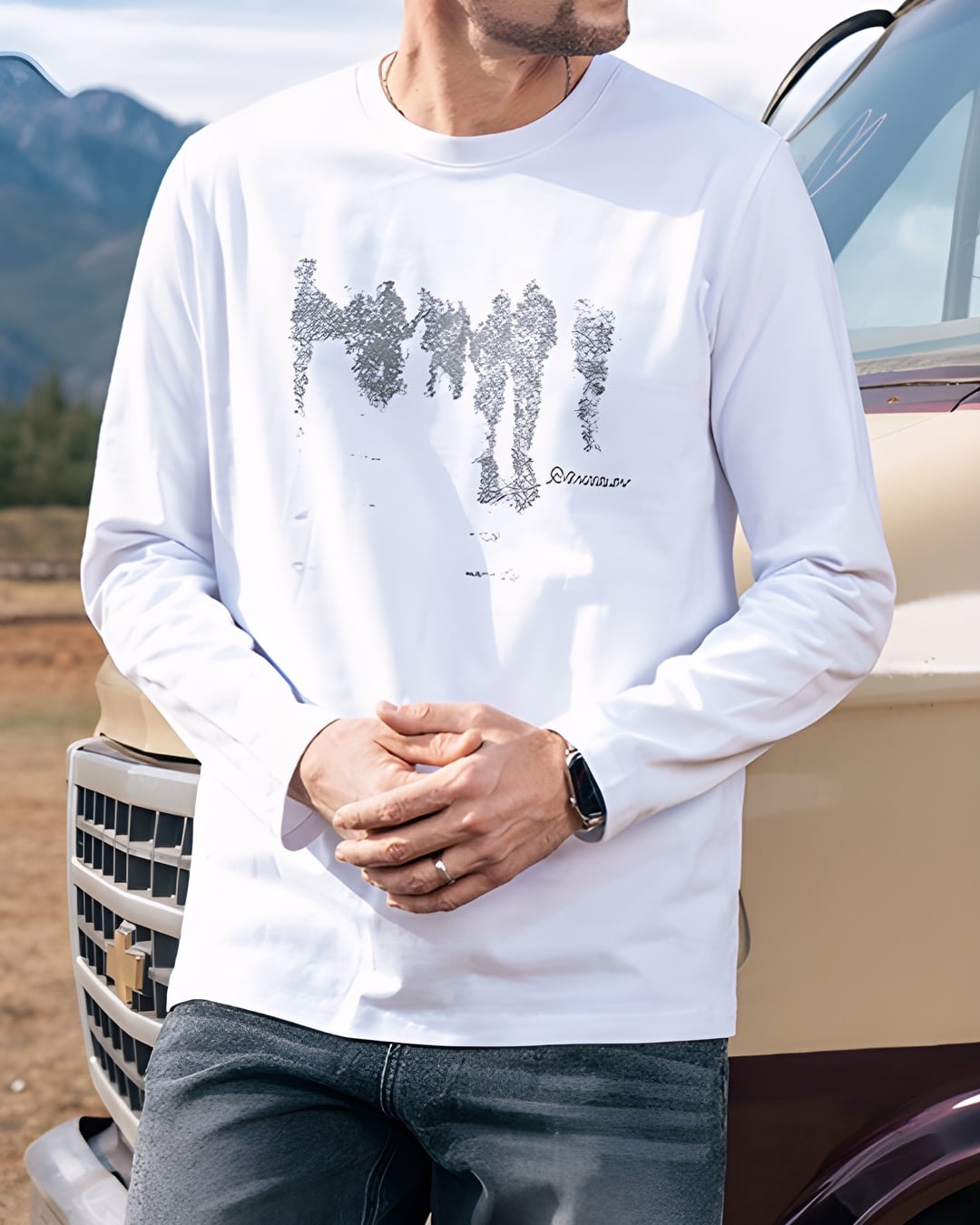 プリントデザイン ロングスリーブTシャツ 5色 E0069