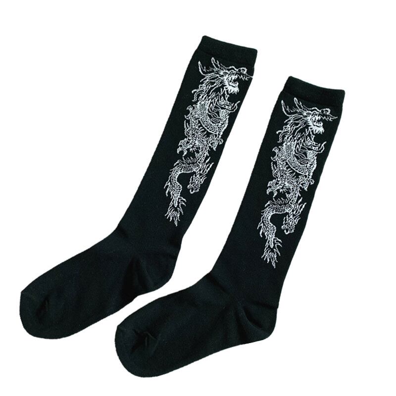 チャイナ風靴下 2足 可愛い ブラック 黒い 白い龍紋 パープルの龍紋 龍 合わせやすい Elegant