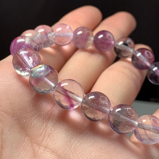 A7.透明度あり♪パープルグラデーションフローライトブレスレット
