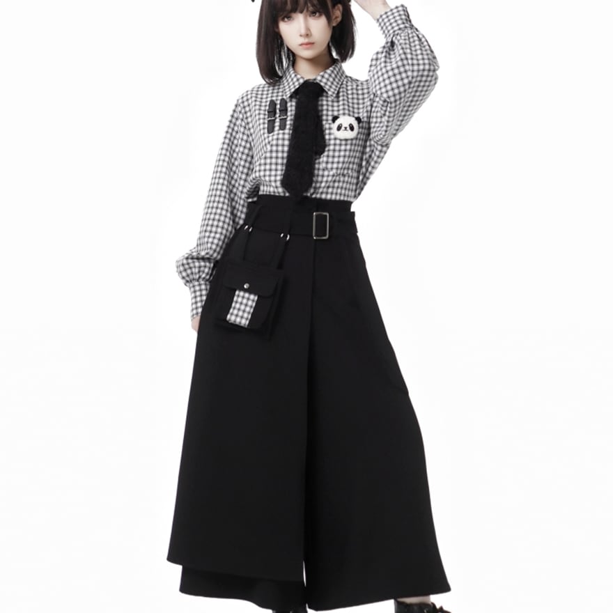 サブカル 服 地雷系 通販 JKロリータ ポケット付き フレア 袴パンツ ワイドパンツ pinksavior ゴスロリファッション