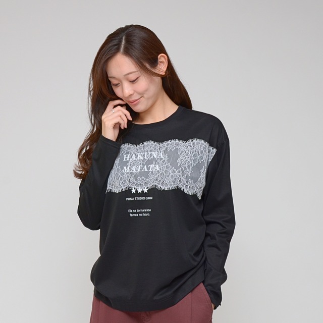 【洗練の光沢】ドロストロゴトップス ‐ LEI-2698 ブラック ‐