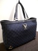 美品12万◆GUCCI グッチ アビー GGライン A4対応ビジネス可 男女可 スタッズ キャンバスxレザー トート バッグ黒◆ 通勤・通学にも大活躍♪