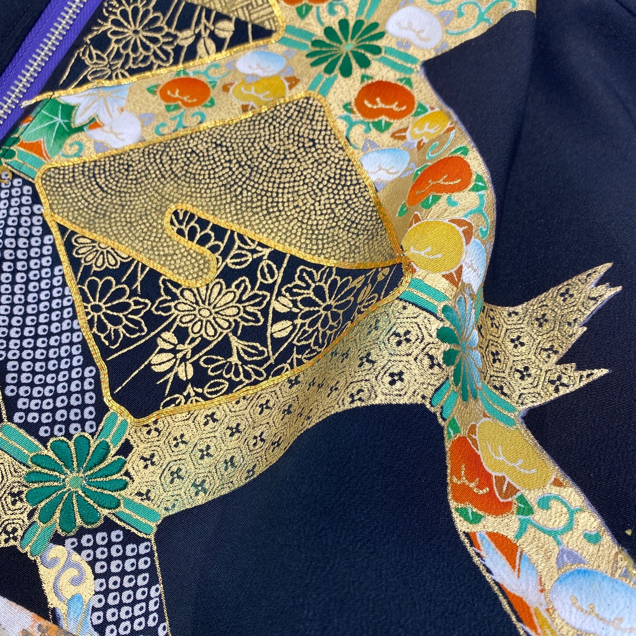 【bomber40】再構築リバーシブルボンバー  Kimono×vintage scarf MIX BOMBER reversible JACKET