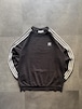 adidas アディダス トレフォイルロゴ刺繍 3ストライプ クルーネックスウェット L ブラック ラグランスリーブ