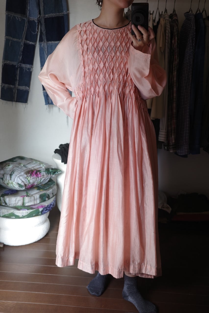 AHMEV Snowdrop Smocking Dress + Slip PINK | physis (ピュシス)