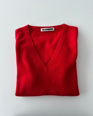 JIL SANDER　CASHMERE  V-NECK KNIT TOP