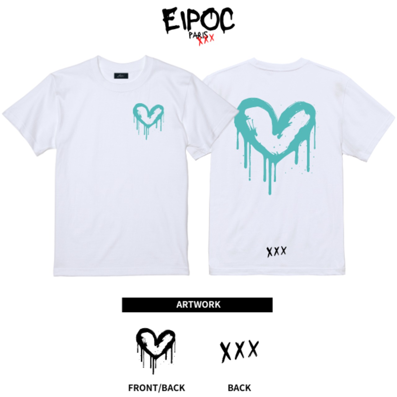 EIPOC PARIS 「"Spray Love #D" S/S T-Shirts Black/White/Turquoise」 - 6