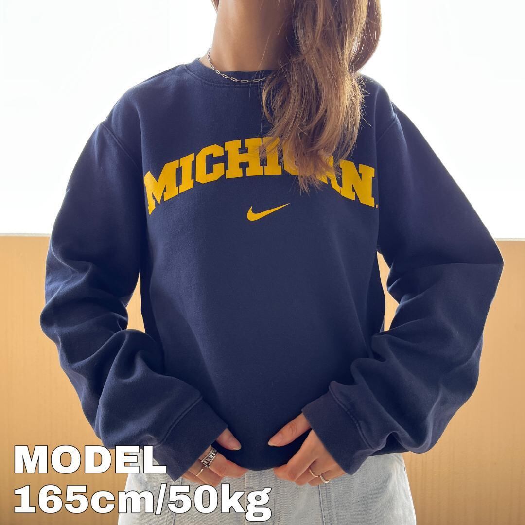 ナイキ カレッジスウェット ネイビー紺 ビッグロゴプリント M NIKE ...