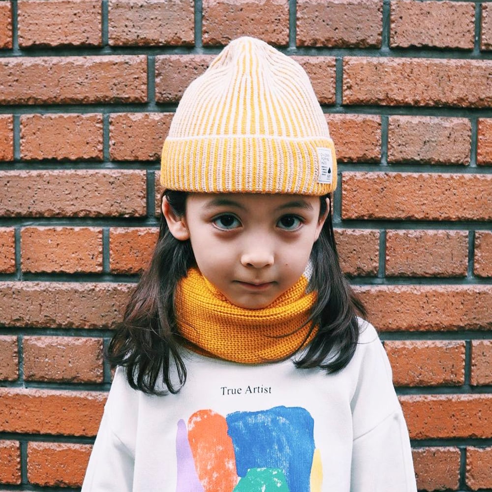 ニットキャップ【ストライプイエロー】52cm ブランド 子供 帽子 男の子