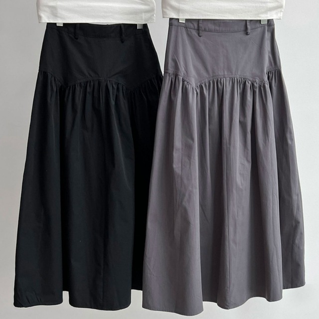 switching gathered long skirt J00024