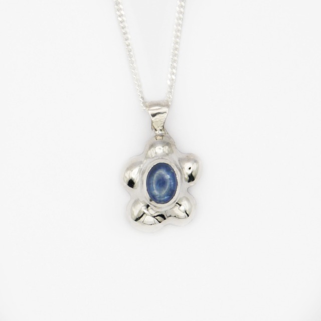 "old memories series" melting flower necklace with color stone - silver