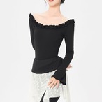 【即納】フリルトリミング レオタード ブルームパンツセット ブラック (M) L1376