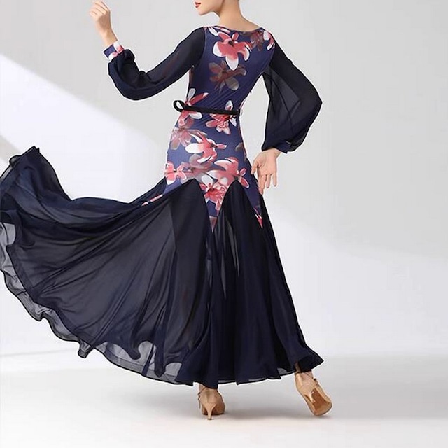 フラワープリント・シフォンロングドレス ds0958