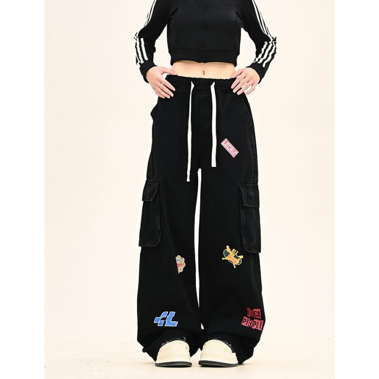 ドローストリング ワイドレッグ フルレングス パンツ L00060