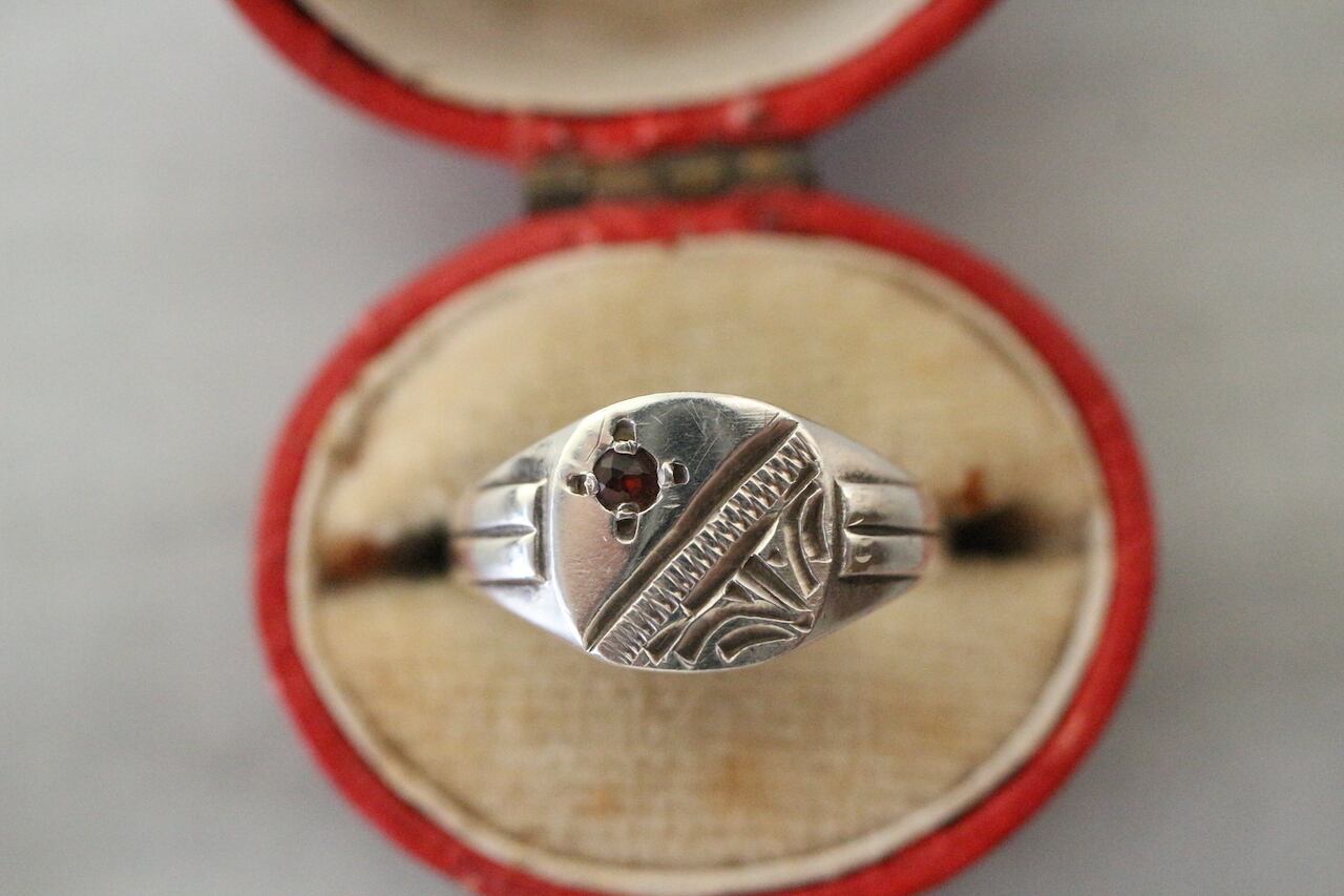 Vintage Sterling Silver Style Ring With Anna's Purple Emerald