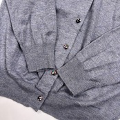 AIGLE エーグル デザイン ボタン ニット カーディガン M/くすみブルー グレー系 レディース