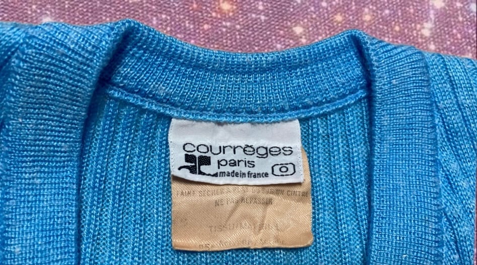 70s courrèges クレージュ Oldヴィンテージ リブニット 刺繍ロゴ 70s 80s Old Vintage 