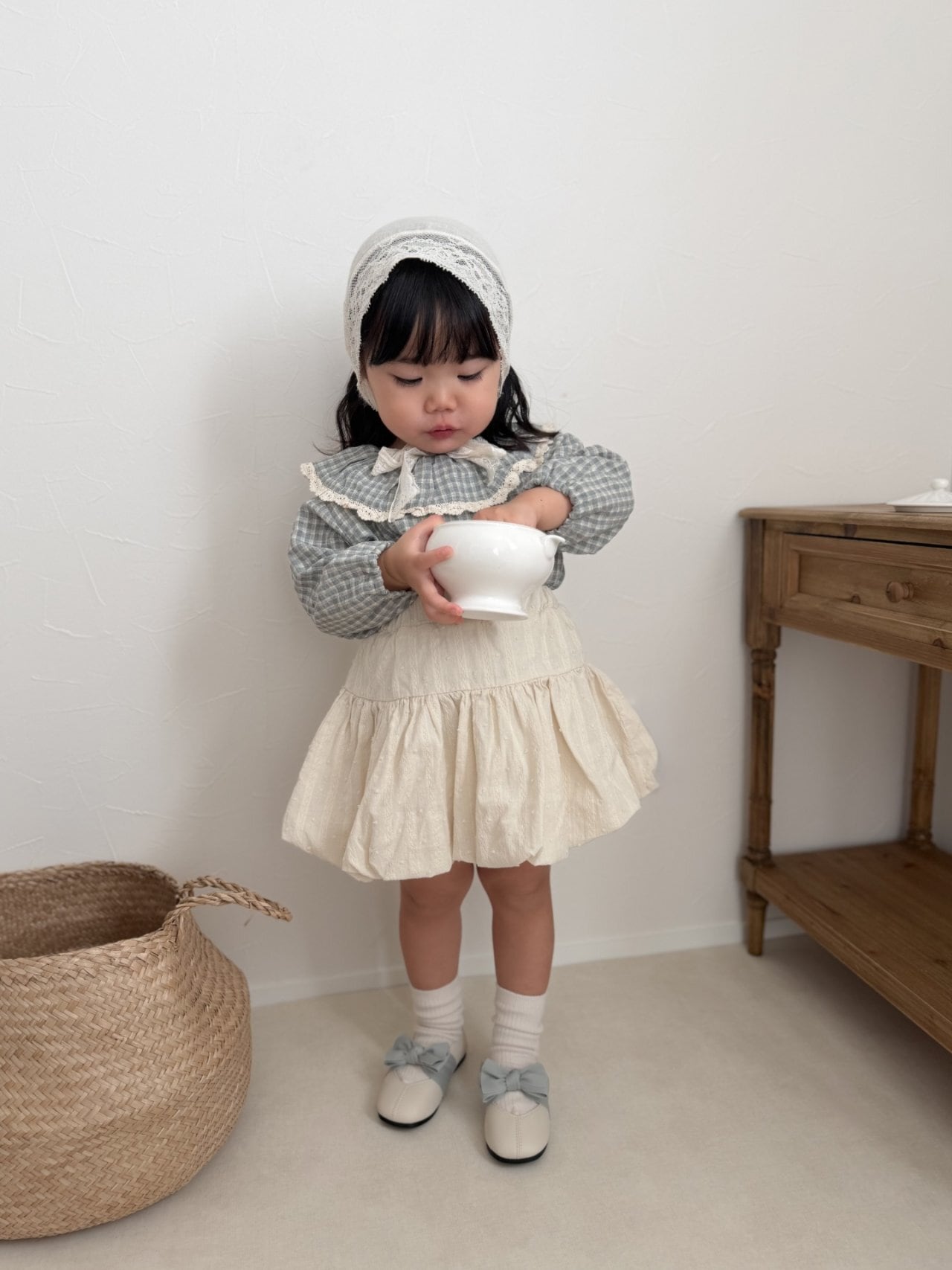 【即納/80size】トーションフリルブラウス/  mimimarket