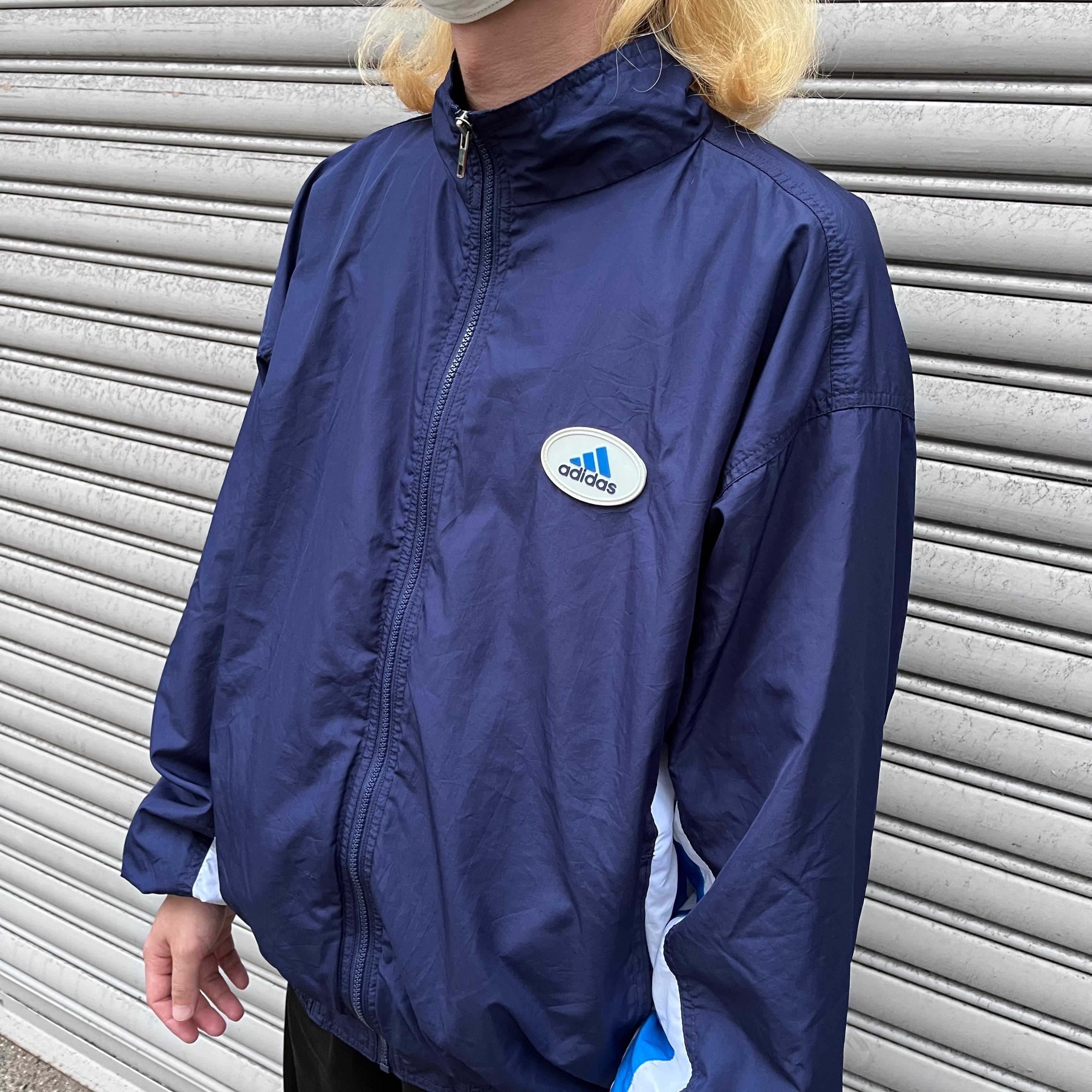 90s adidas 万国旗タグ ナイロンジャケット パフォーマンスロゴ 