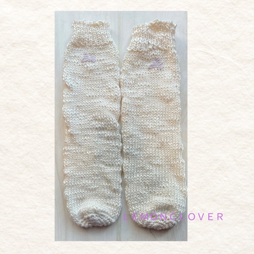 手編みシルク３本どり靴下
