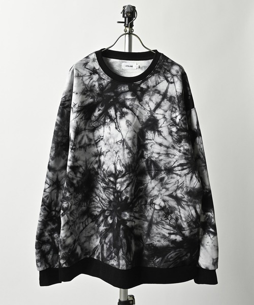 ATELANE tie-dyed sweatshirt (WHT/BLK) 26A-14020