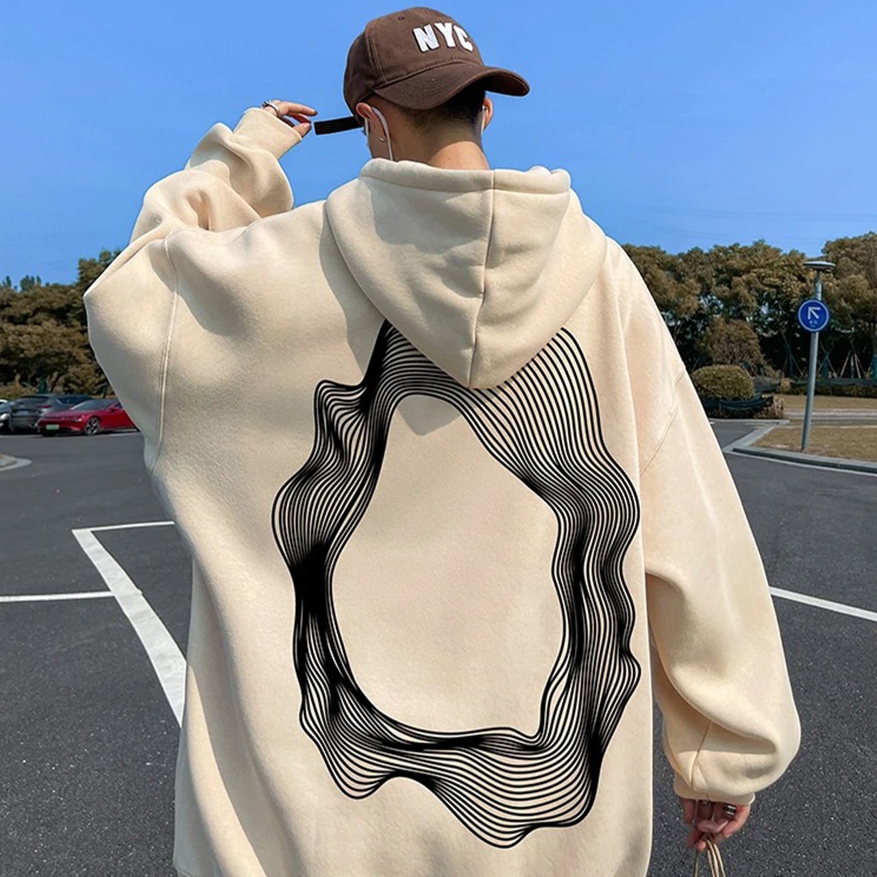 グラフィック プリント フード付き ユニセックス パーカー≪8COLOR≫ 【0088】