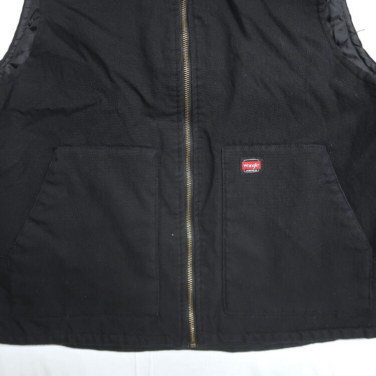 古着 ラングラー Wrangler 中綿 ジップアップ ベスト ブラック 表記：L