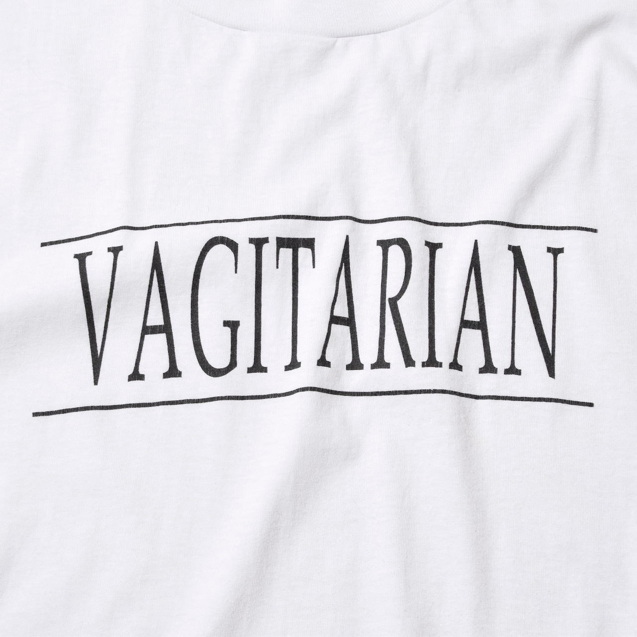 90s Hanes "VAGITARIAN" ユーモア プリントTシャツ ホワイト