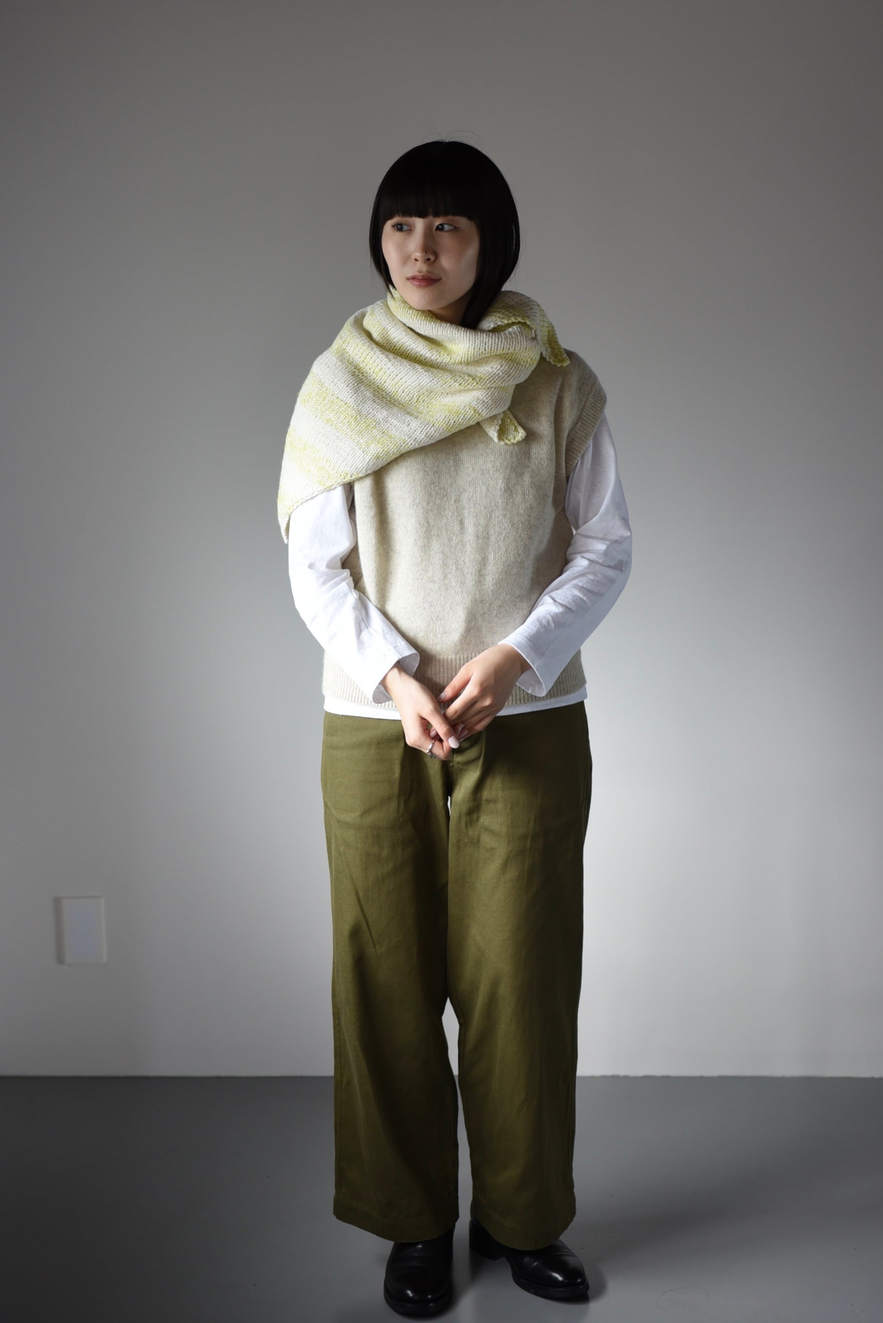 eleven 2nd ワイドパンツ eleven 2nd Fine Twill Cotton Wide Pants / Drab