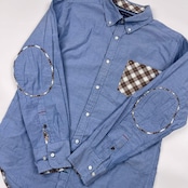 TOMMY HILFIGER トミーヒルフィガー NEW YORK FIT エルボーパッチ BD ボタンダウン オックスフォード 長袖シャツ XL/ブルー メンズ