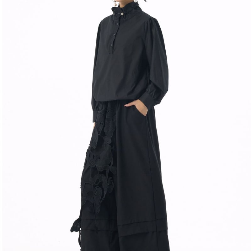 長袖 フリルネック 腰丈 プルオーバー ブラウス 3color BL0563