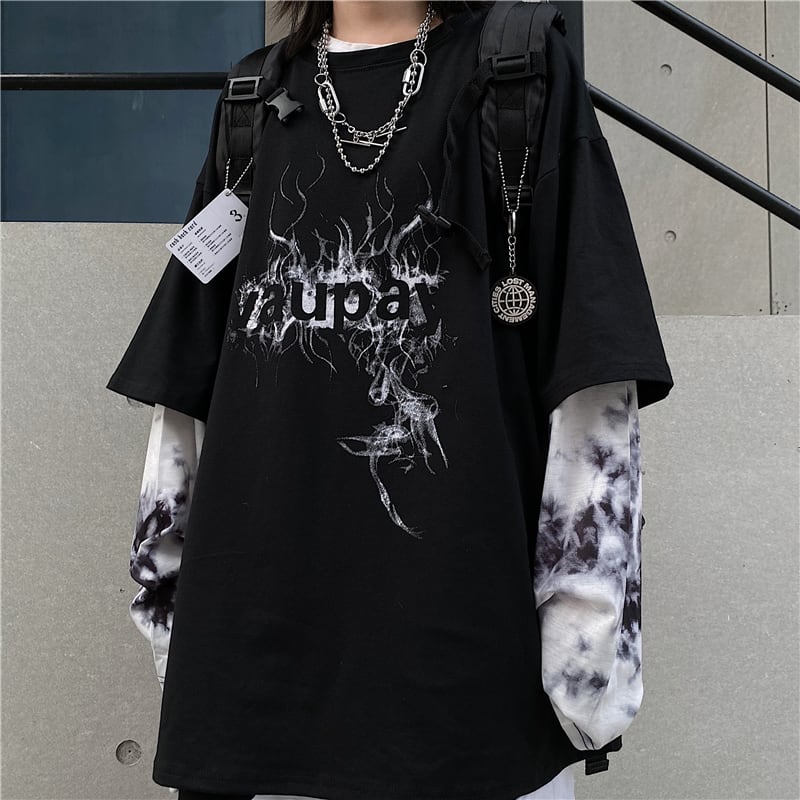 クラシック スリフティールック レイヤード リメイク 長袖tシャツ 悪魔