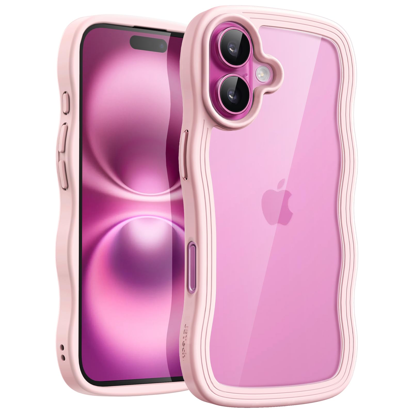 JETech iPhone 16用 ウェーブケース (ライトピンク)